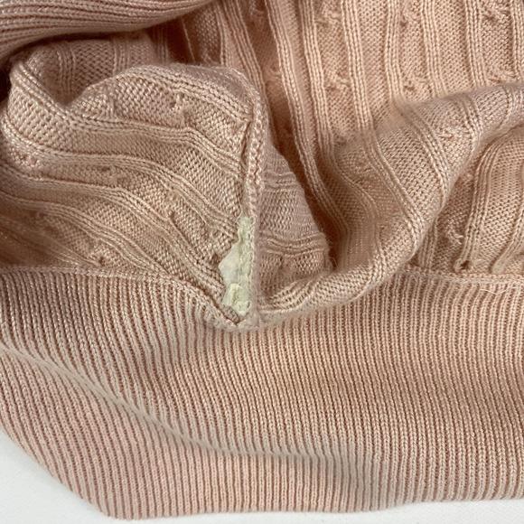 Lauren Ralph Lauren Cable Knit Sweater Womens Small Pink Silk V Neck Long Sleeve - Picture 8 of 12